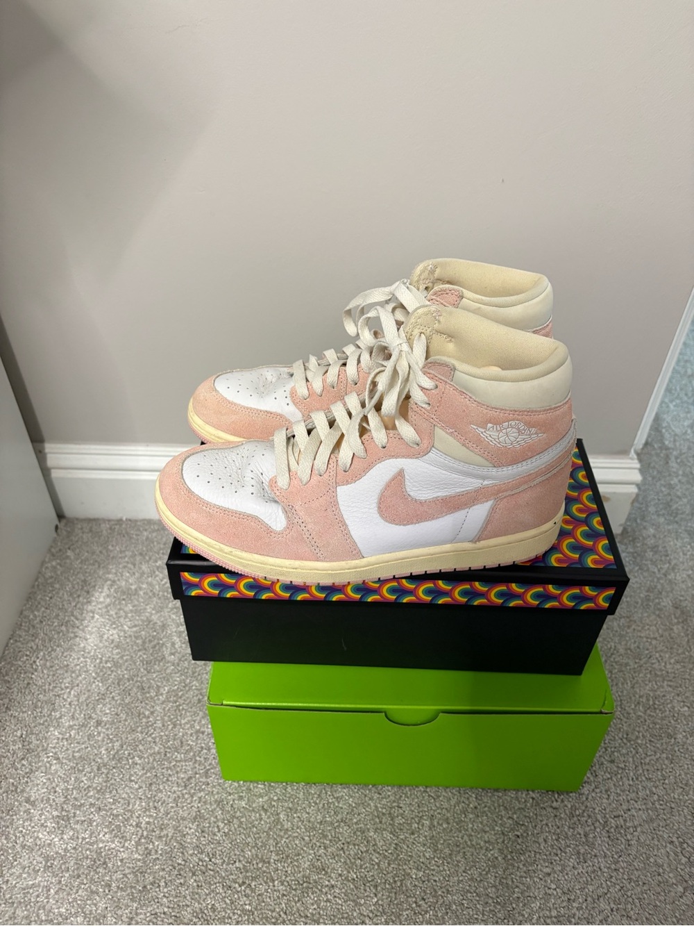 Nike High-Top Sneakers in Pink and White